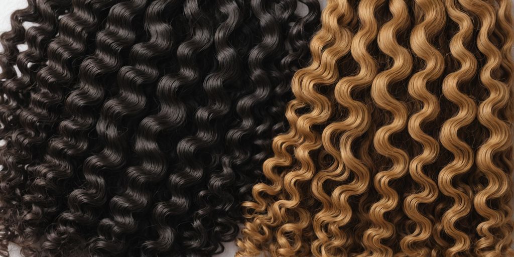 Close-up of Cleopatra and Peruvian Deep Wave hair bundles.