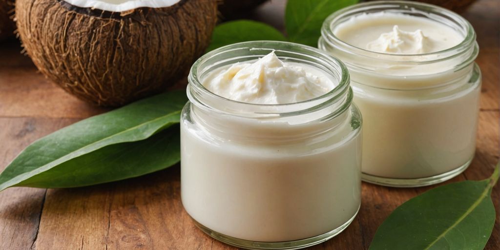 Jars of shea butter and coconut oil