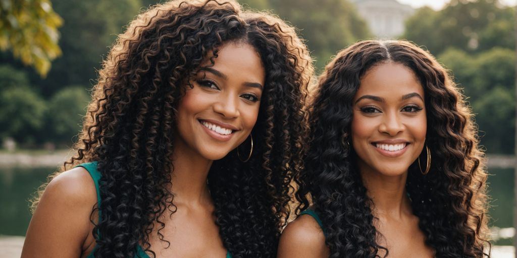 Two women with different deep wave hairstyles