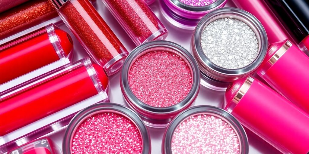 Glitter lip kit with colorful glosses and sparkles.