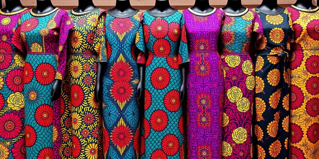 Colorful African fashion dresses with bold Ankara prints.