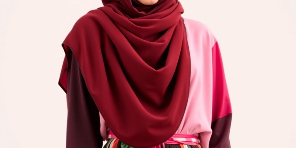 Model in modern Islamic fashion with mixed styles.