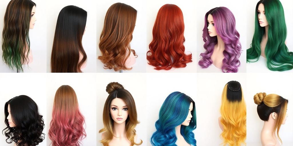 Collage of hairstyles with artificial hair integrations.