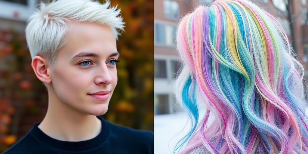 Before and after hair transformation with artificial hair.