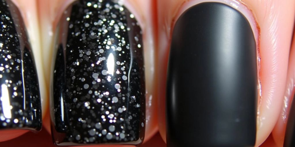 Black Glitter Nail Varnish vs. Matte Black Nail Polish/ Which is Best for a Bold Look?